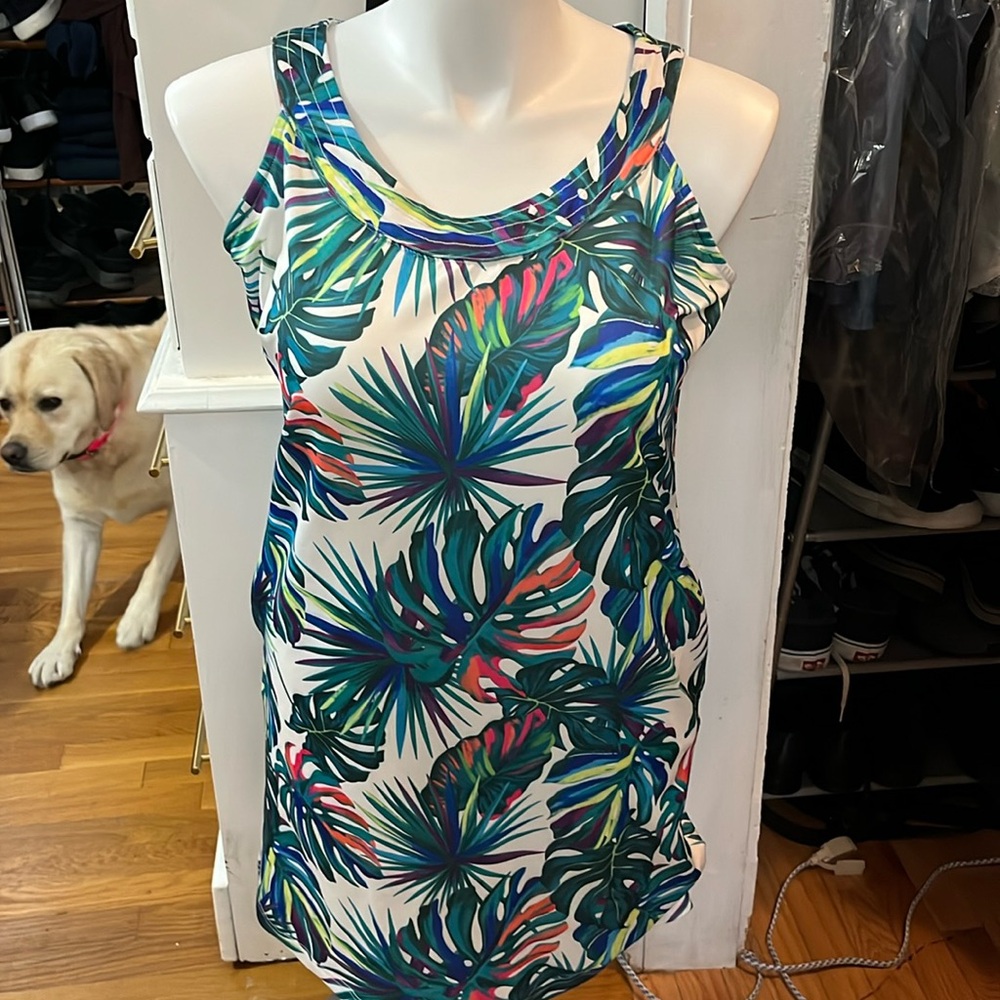 Caribbean Joe tropical dress with pockets, Large